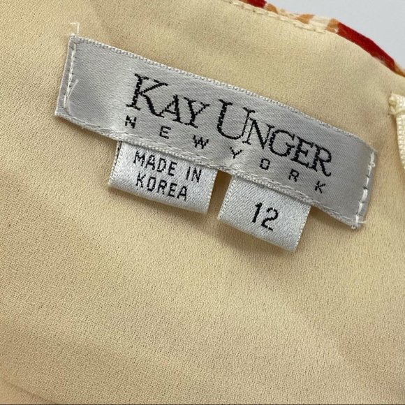 Kay Unger 100% Silk Halter Drape Layers Asymmetrical Hem Print Size 12 - Picture 6 of 9